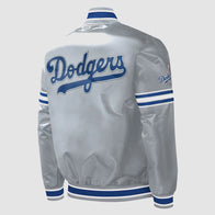 Los Angeles Dodgers Slider Gray Satin Jacket Jacket unisex detail view 3 | Dash Racegear — Dodgers Gray Satin Jacket – Slider Collection Baseball Fashion