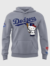 Dodgers Hello Kitty Hoodie Hoodie unisex detail view 6 | Dash Racegear — Los Angeles Dodgers 2026 Hello Kitty Night grey hoodie, soft fan wear for cozy stadium style comfort.