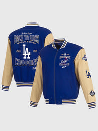 2025 World Series Champions Dodgers Varsity Jacket Varsity Jacket unisex front product view | Dash Racegear — LA Dodgers 2025 Championship Celebration Letterman Jacket