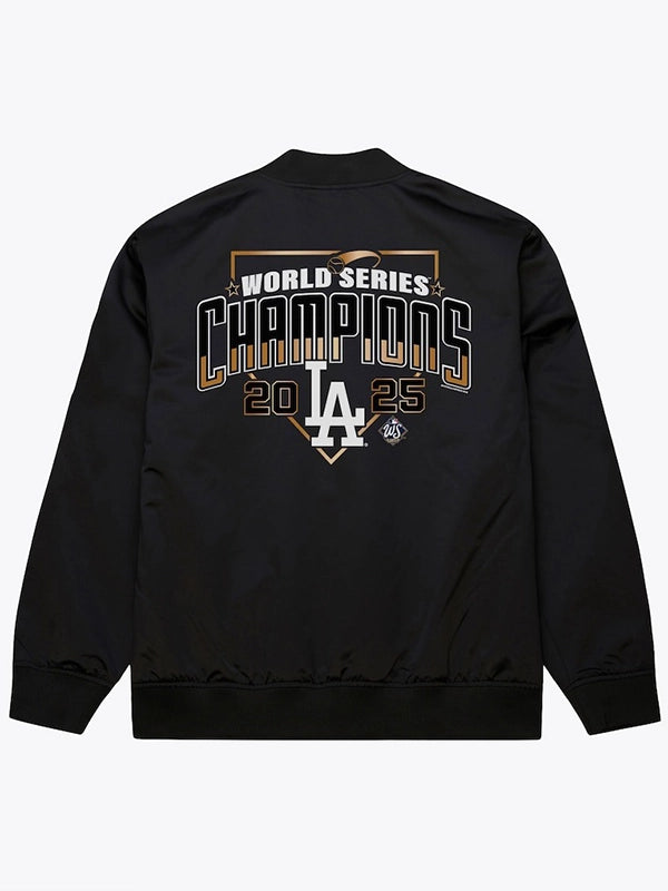 Dodgers Mitchell & Ness 2025 World Series Champions Satin Jacket Jacket unisex detail view 2 | Dash Racegear — 2025 Dodgers World Series Celebration Satin Jacket – Mitchell & Ness