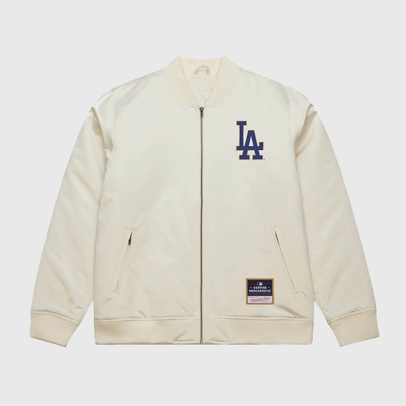 Dodgers Mitchell & Ness 2025 World Series Champions Bomber Jacket Bomber Jacket unisex front product view | Dash Racegear — Limited Edition Dodgers 2025 World Series Bomber Jacket