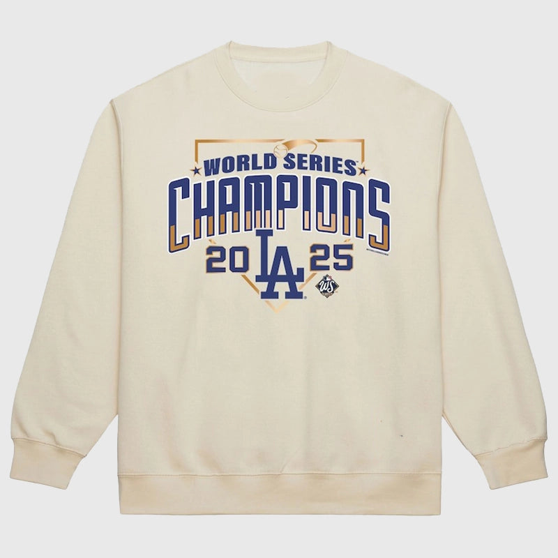 Dodgers Mitchell & Ness 2025 World Series Champions Sweatshirt Sweatshirt unisex front product view | Dash Racegear — Soft Fleece Dodgers 2025 Mitchell & Ness World Series Sweatshirt