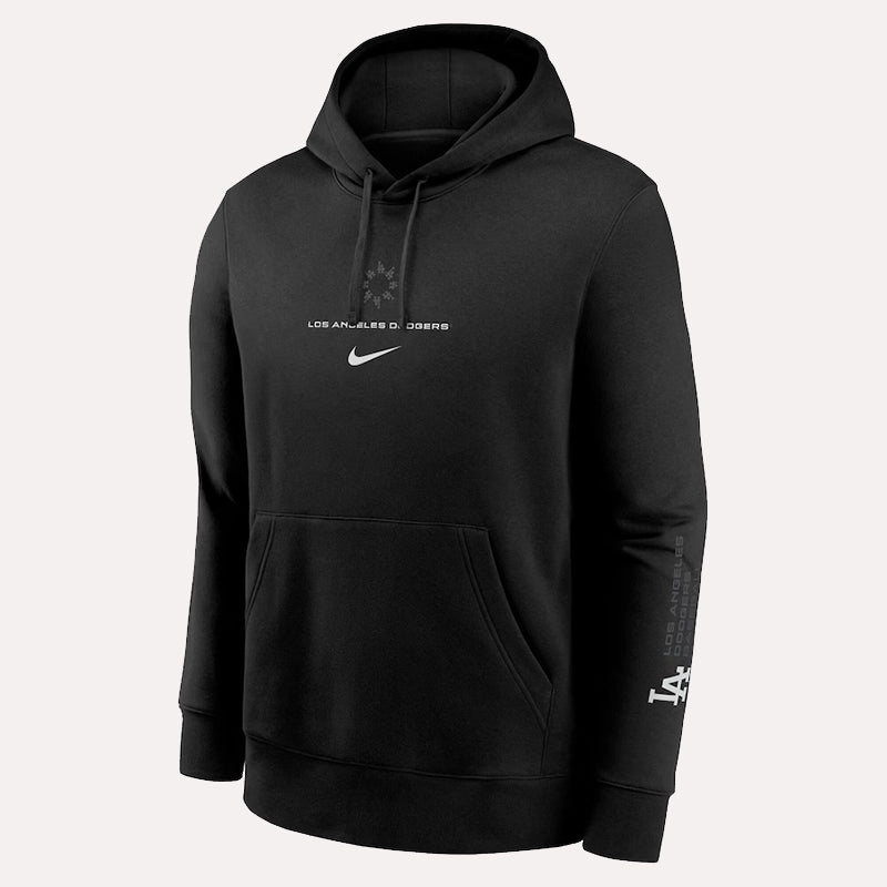 Dodgers Nike Black Lights Out Club Hoodie Hoodie unisex front product view | Dash Racegear — Dodgers Black Hoodie – Nike Lights Out Collection Piece
