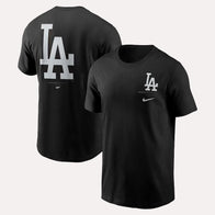 Dodgers Nike Black Lights Out Bar Loading T-Shirt Shirt unisex front product view | Dash Racegear — Nike Dodgers T-Shirt – Black Lights Out Bar Loading Edition