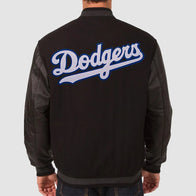 LA Dodgers Varsity Black Jacket Jacket unisex detail view 2 | Dash Racegear — Los Angeles Dodgers Varsity Jacket – Classic and Timeless Black Look
