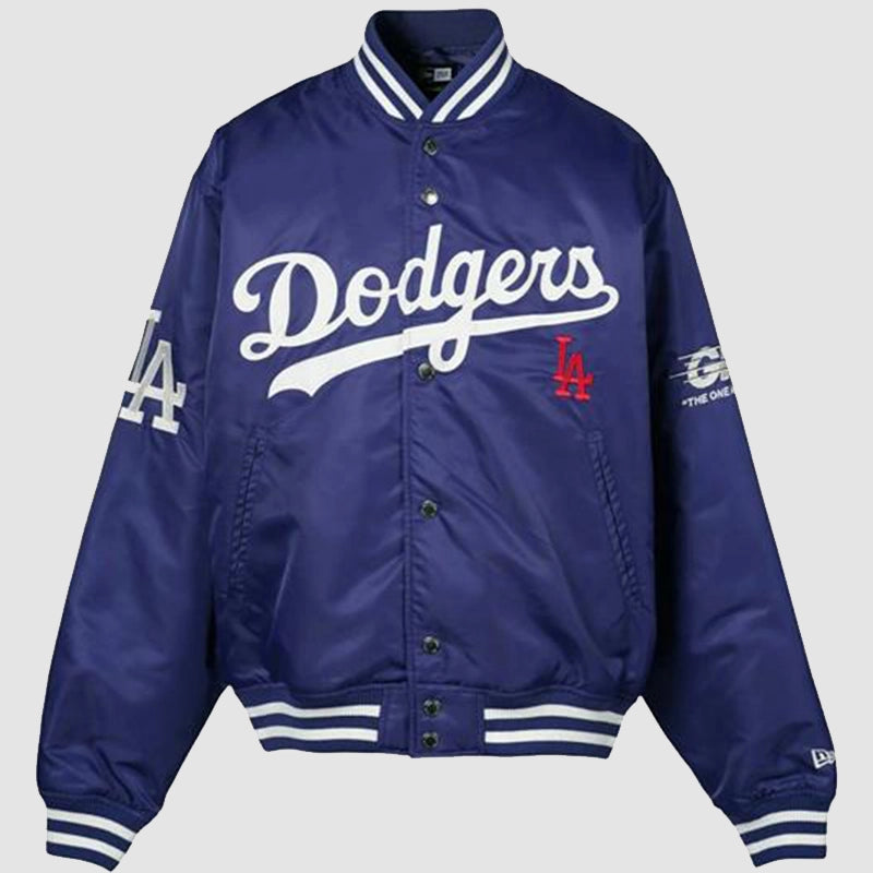 Los Angeles Dodgers x GR8 Varsity Jacket Varsity Jacket unisex front product view | Dash Racegear — Trendy Los Angeles Dodgers x GR8 Varsity Jacket for Sale