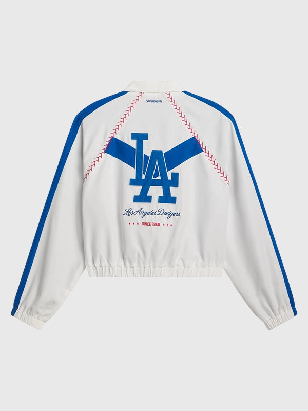 Los Angeles Dodgers Off Season x MLB Track Jacket Jacket unisex detail view 5 | Dash Racegear — White MLB Los Angeles Dodgers lightweight track jacket designed for breathable comfort and effortless streetwear appeal.