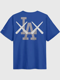 LA Dodgers Nike x KAWS Royal Elevated Max90 T-Shirt Shirt unisex detail view 3 | Dash Racegear — Royal Blue Nike x KAWS Los Angeles Dodgers Elevated Max90 T-shirt crafted for breathable comfort and effortless everyday fashion.