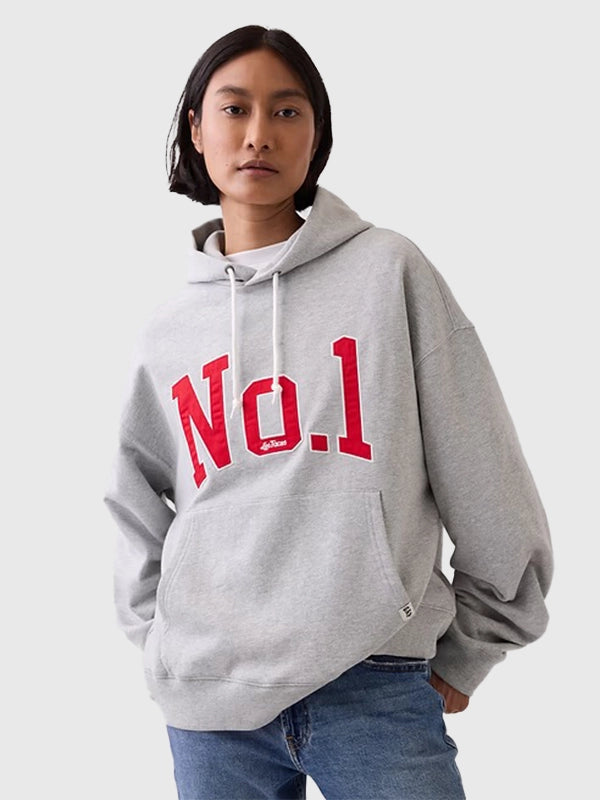 Gap x Los Tacos No. 1 Grey French Terry Hoodie Hoodie unisex detail view 2 | Dash Racegear — Los Tacos No. 1 x Gap oversized pullover hoodie blending soft French Terry comfort with modern everyday wearability.