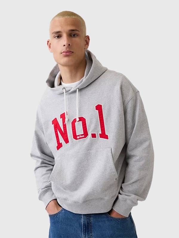 Gap x Los Tacos No. 1 Grey French Terry Hoodie Hoodie unisex detail view 3 | Dash Racegear — Los Tacos No. 1 x Gap Grey French Terry Unisex Oversized Pullover Hoodie featuring premium comfort and relaxed everyday streetwear style.