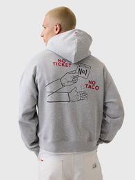 Gap x Los Tacos No. 1 French Terry Hoodie Hoodie unisex detail view 3 | Dash Racegear — Grey Los Tacos No. 1 x Gap French Terry oversized hoodie crafted for cozy comfort and versatile casual fashion.