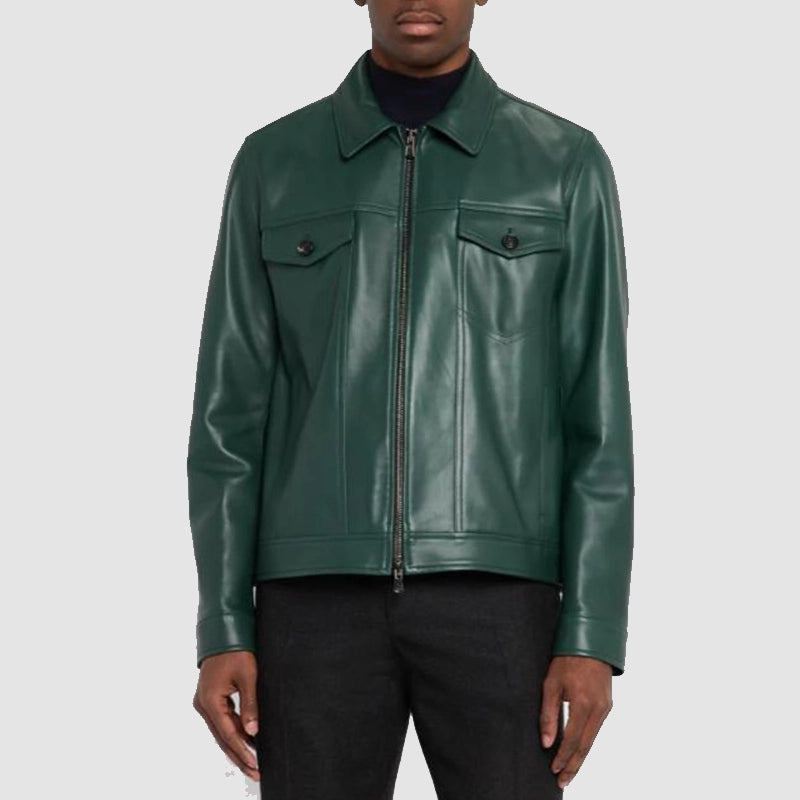 American Idol S23 Luke Bryan Green Leather Jacket Leather Jacket unisex detail view 3 | Dash Racegear — American Idol 2025 Luke Bryan Jacket – Stylish Green Leather Design