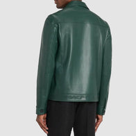 American Idol S23 Luke Bryan Green Leather Jacket Leather Jacket unisex detail view 4 | Dash Racegear — Green Leather Jacket Worn by Luke Bryan on American Idol S23