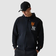 MLB Subway Series Black Zip Front Hoodie Hoodie unisex front product view | Dash Racegear — MLB Subway Series Black Zip Hoodie – Perfect for Game Days