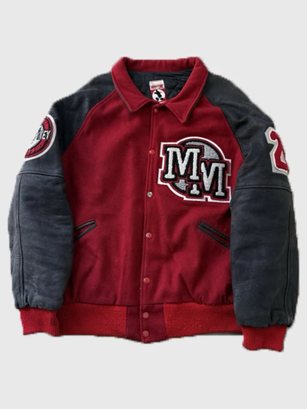 Michael 2026 Premiere Wale Jacket Jacket unisex detail view 2 | Dash Racegear — Wale Michael 2026 red black varsity jacket, MM biopic premiere style for standout streetwear and fan wear.