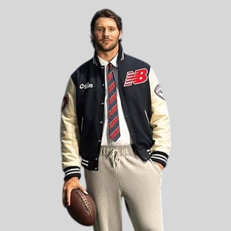 Josh Allen New Balance Varsity Jacket Varsity Jacket unisex detail view 3 | Dash Racegear — Buffalo Bills Josh Allen New Balance Varsity Jacket 2025