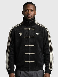 Man Utd Chinese New Year Jacket Jacket unisex detail view 3 | Dash Racegear — 2026 Adidas x Manchester United Chinese New Year suede jacket featuring luxe leather texture and sporty street style