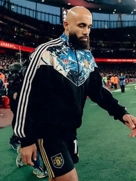 Manchester United x Adidas x The Stone Roses Jacket Jacket unisex detail view 3 | Dash Racegear — Black Adidas Manchester United x Stone Roses track jacket, unisex style with sporty and casual appeal.
