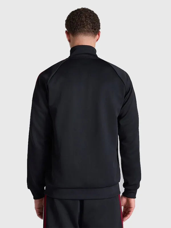 Manchester United x adidas Track Jacket Jacket unisex detail view 2 | Dash Racegear — Black Manchester United x adidas jacket with full zip and three-stripe sleeves, perfect for everyday wear.