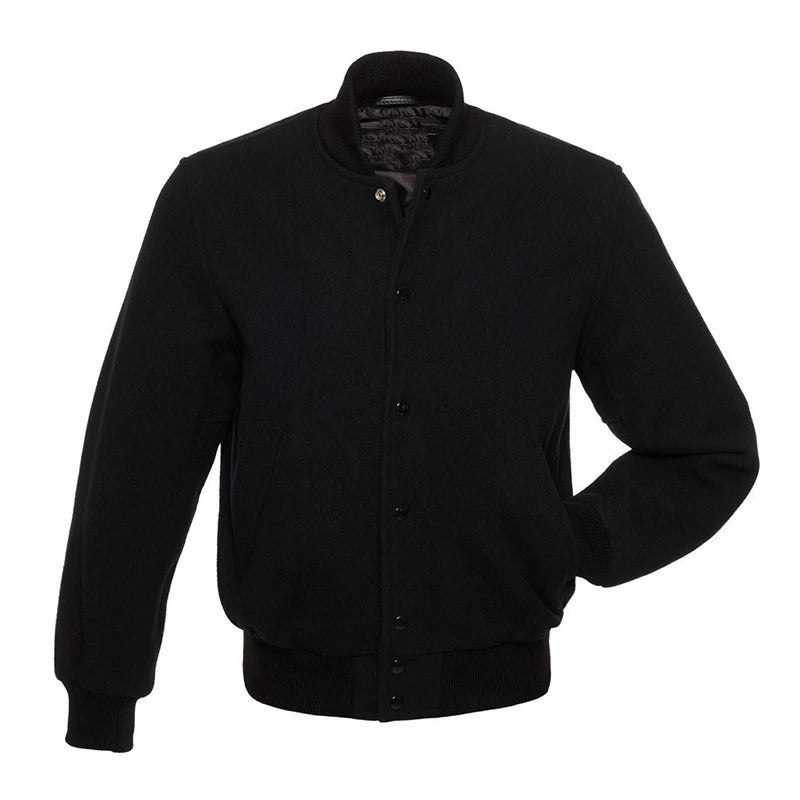 Mark Black Varsity Jacket Varsity Jacket unisex front product view | Dash Racegear — Black Varsity Jacket