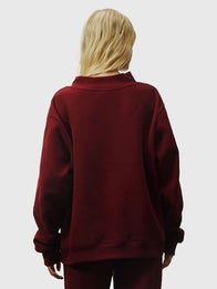 Parke Holiday Plaid Varsity Mockneck Sweatshirt Sweatshirt unisex detail view 2 | Dash Racegear — 2025 Parke Holiday Plaid Varsity Fleece Maroon Mockneck Sweatshirt, relaxed-fit fleece, holiday plaid touches, perfect for everyday winter style