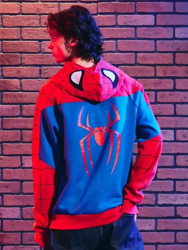 Hot Topic Spiderman Hoodie Hoodie unisex detail view 4 | Dash Racegear — Marvel Spider-Man Brand New Day Our Universe zip-up hoodie crafted for cozy comfort and versatile casual fashion.