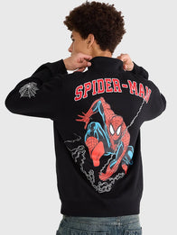 Marvel Aeropostale Spider-Man Track Jacket Jacket unisex detail view 2 | Dash Racegear — Black Marvel Spider-Man Aeropostale fleece track jacket featuring a full-zip design and modern streetwear appeal.