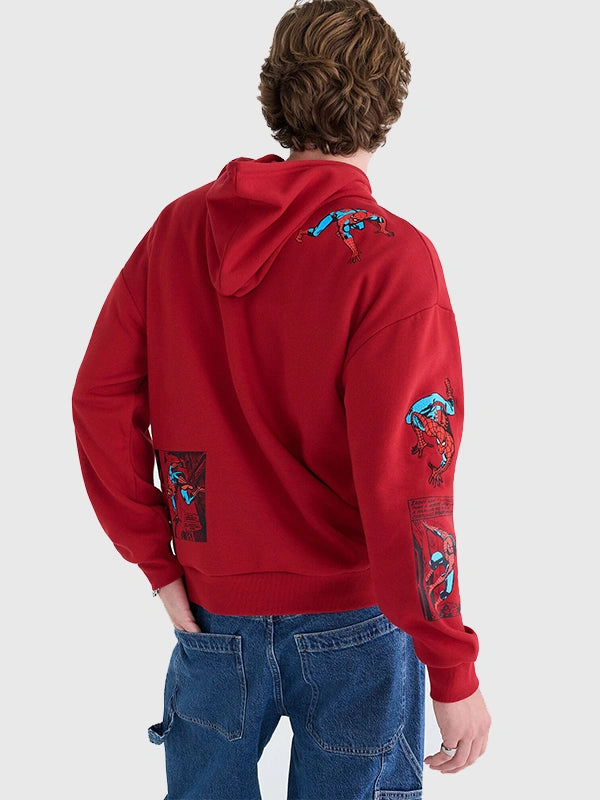 Marvel Aéropostale Spider-Man Comic Boxy Hoodie Hoodie unisex detail view 2 | Dash Racegear — Spider-Man 2026 comic-inspired red hoodie blending Aéropostale casual fashion with iconic Marvel character energy.