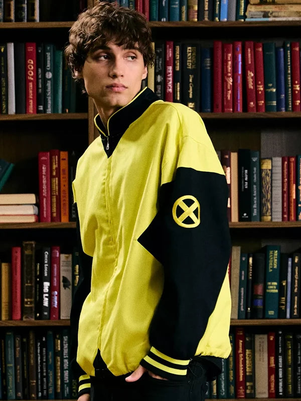 Hot Topic x Men Jacket Jacket unisex detail view 3 | Dash Racegear — Hot Topic Marvel X-Men Our Universe bomber jacket combining vibrant color-block styling with a relaxed fit.