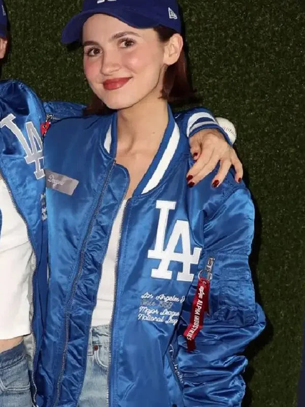 Maude Apatow 2025 World Series LA Dodgers Jacket Jacket unisex detail view 3 | Dash Racegear — Blue LA Dodgers World Series 2025 Jacket Maude Apatow Style