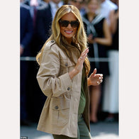 Melania Trump Texas Jacket Jacket unisex front product view | Dash Racegear — Melania Brown Jacket – Texas Tour Fashion Recreation