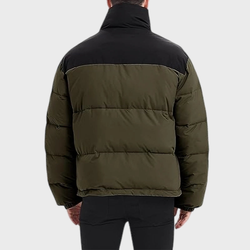 Men Lightweight Puffer Green Jacket Puffer Jacket men detail view 3 | Dash Racegear — Men Black And Army Green Lightweight Puffer Jacket
