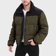 Men Lightweight Puffer Green Jacket Puffer Jacket men front product view | Dash Racegear — Men Lightweight Puffer Green Jacket For Sale