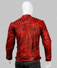 Men’s Red Cafe Racer Leather Jacket Leather Jacket men detail view 4 | Dash Racegear — Mens Cafe Racer Leather Red Jacket