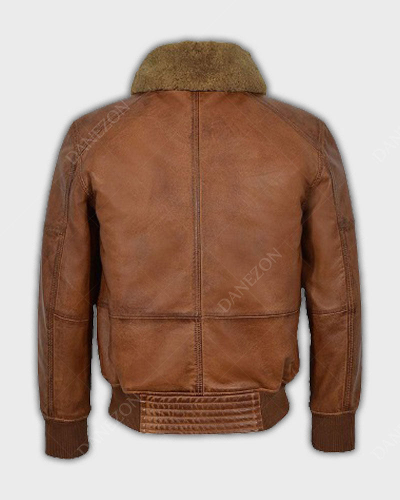 Mens AIR Force Aviator Brown Bomber Jacket Bomber Jacket men detail view 2 | Dash Racegear — Mens Brown Bomber AIR Force Jacket