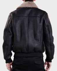 Mens Aviator Black Bomber Jacket Bomber Jacket men detail view 2 | Dash Racegear — Mens Aviator Black Bomber Jacket