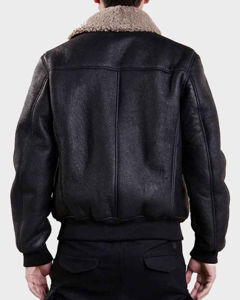 Mens Aviator Black Bomber Jacket Bomber Jacket men detail view 2 | Dash Racegear — Mens Aviator Black Bomber Jacket