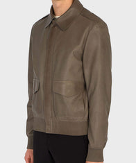 Mens Brown Aviator Bomber Jacket Bomber Jacket men detail view 2 | Dash Racegear — Mens Brown Bomber Aviator Jacket