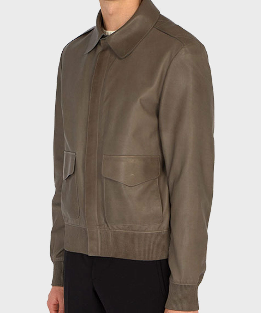 Mens Brown Aviator Bomber Jacket Bomber Jacket men detail view 2 | Dash Racegear — Mens Brown Bomber Aviator Jacket