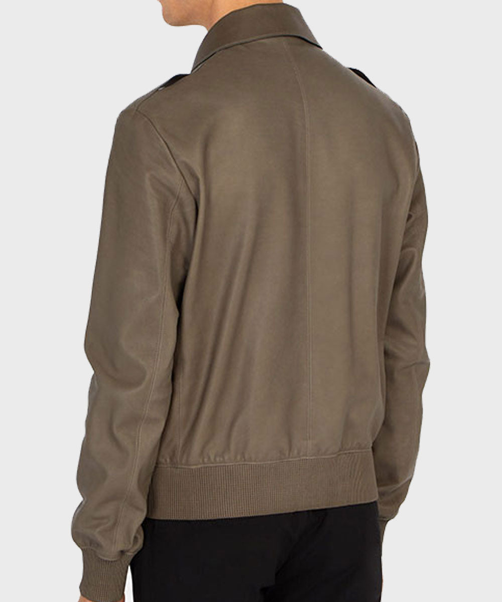 Mens Brown Aviator Bomber Jacket Bomber Jacket men detail view 3 | Dash Racegear — Mens Bomber Aviator Jacket