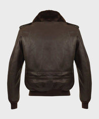 Mens A2 Brown Aviator Bomber Leather Jacket Leather Jacket men detail view 3 | Dash Racegear — A2 Shearling Brown Bomber Leather Jacket