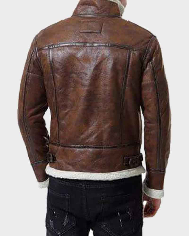 Mens Aviator Distressed Brown Leather Jacket Leather Jacket men detail view 2 | Dash Racegear — Mens Aviator Distressed Brown Leather Jacket