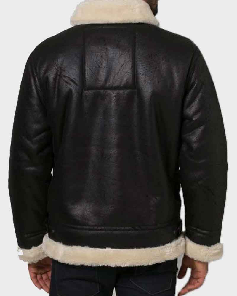 Mens Aviator Black Shearling Jacket Jacket men detail view 2 | Dash Racegear — Mens Aviator Black Shearling Jacket