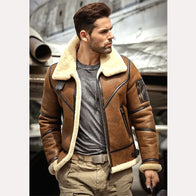 Mens Sheepskin B3 Shearling Leather Jacket Leather Jacket men detail view 3 | Dash Racegear — Mens b3 shearling flight leather jacket | b3 shearling jacket