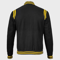 Mens Black And Yellow Baseball Varsity Jacket Varsity Jacket men detail view 4 | Dash Racegear — Mens Baseball Varsity Jacket Black And Yellow
