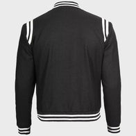 Mens Black And White Baseball Varsity Jacket Varsity Jacket unisex detail view 4 | Dash Racegear — Mens Black And White Varsity Baseball Jacket