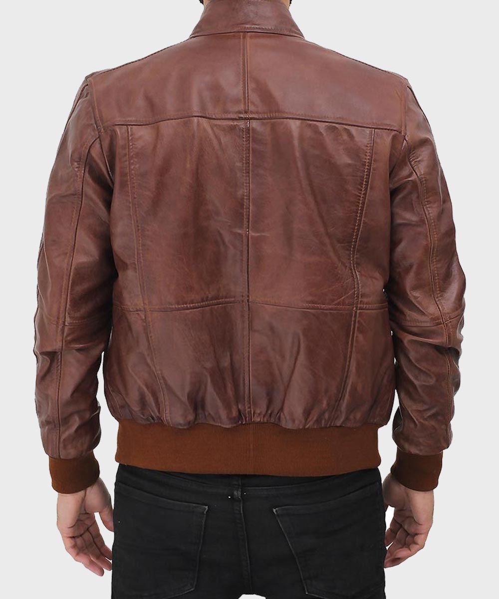 Mens Brown Biker Bomber Jacket Bomber Jacket men detail view 3 | Dash Racegear — Mens Bomber Brown Sheepskin Biker Jacket