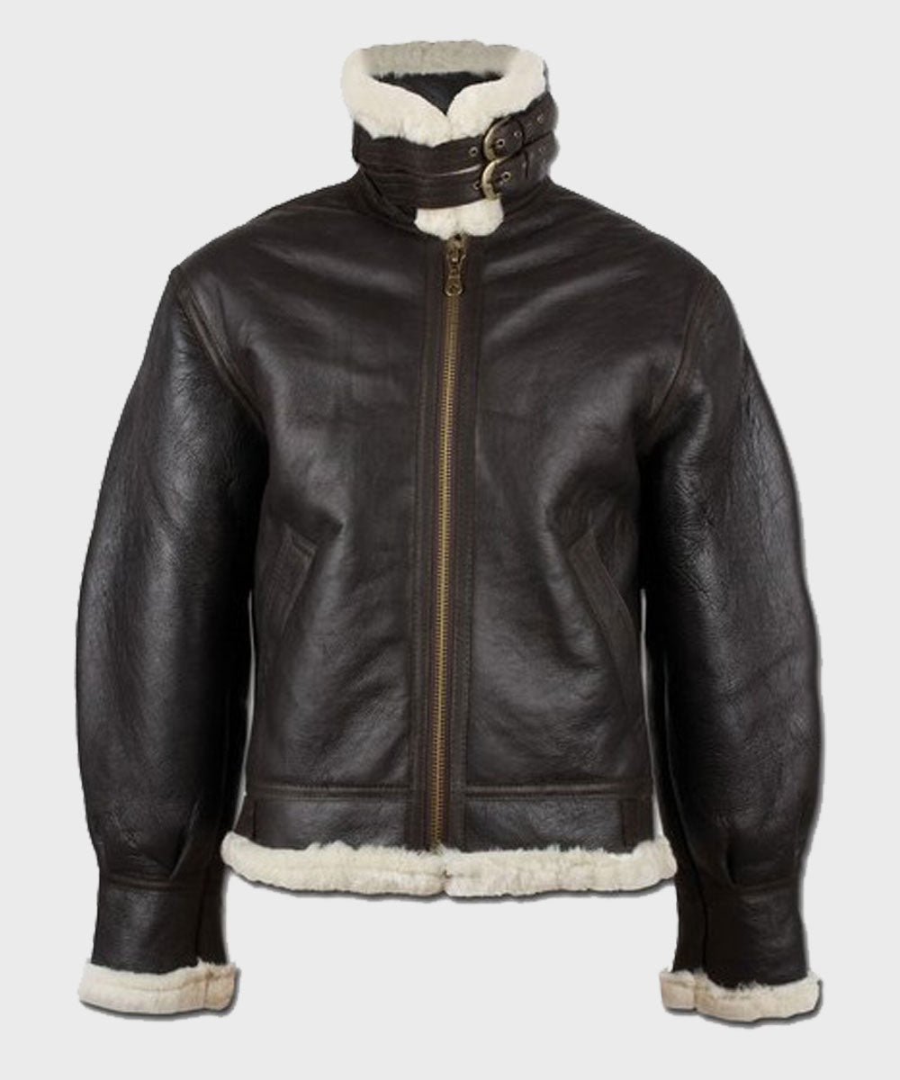 Mens Black Leather Aviator B3 Jacket Jacket men detail view 3 | Dash Racegear — Black B3 Mens Shearling Leather Jacket