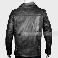 Men’s Black Biker Distressed Leather Jacket Biker Jacket men detail view 5 | Dash Racegear — Black Biker Distressed Leather Jacket Men’s