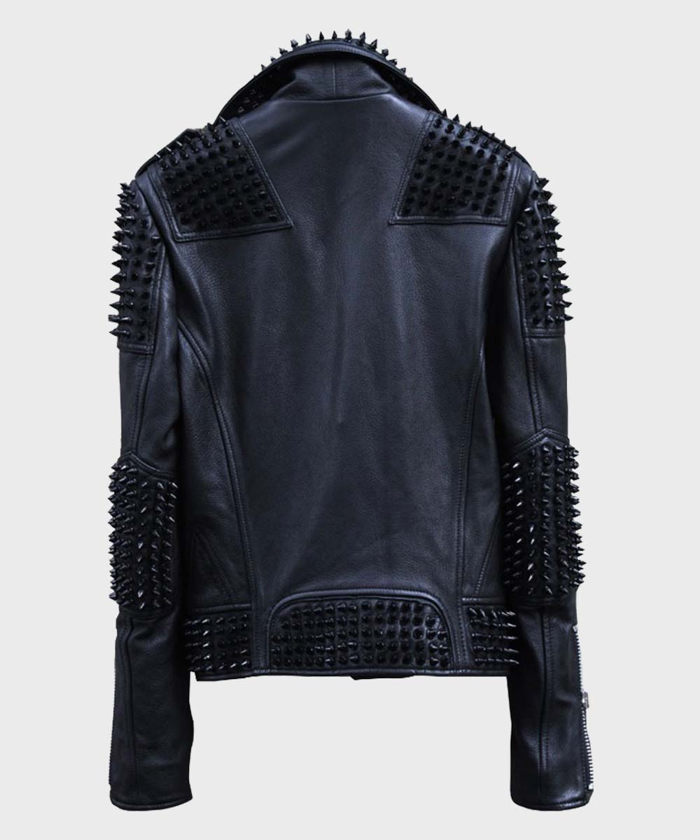 Mens Black Studded Biker Leather Jacket Biker Jacket men detail view 2 | Dash Racegear — Mens Black Studded Biker Leather Jacket